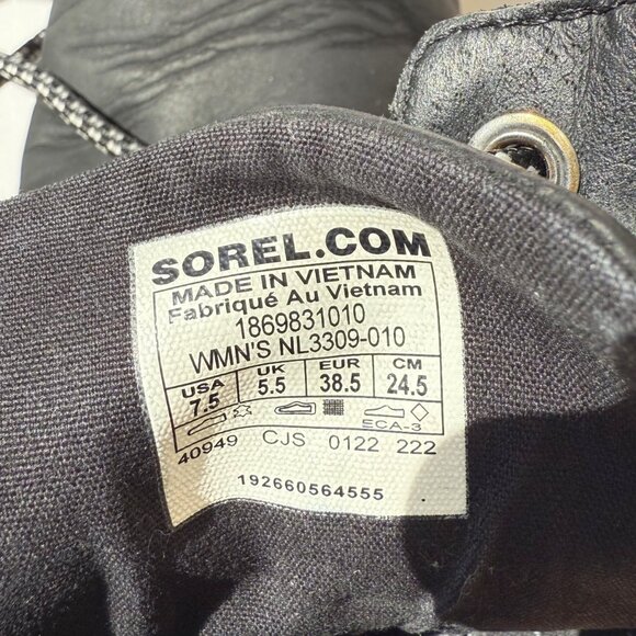 Sorel Emelie Black Combat Waterproof Ankle Boots - Picture 9 of 10